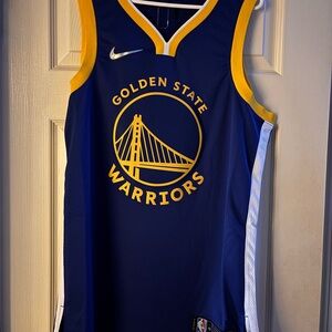 Nike Warriors Blue and Yellow Basketball Jersey